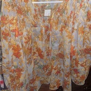 Maurices Autumn Floral Sheer Blouse
